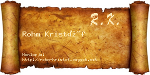 Rohm Kristóf névjegykártya