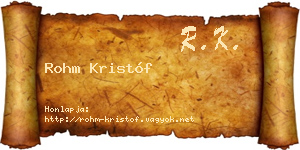 Rohm Kristóf névjegykártya